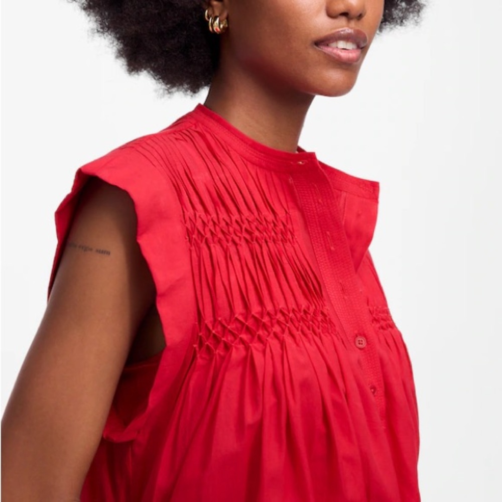 MADEWELL Embroidered Pleated Mini Dress Watermelon - Picture 4 of 10